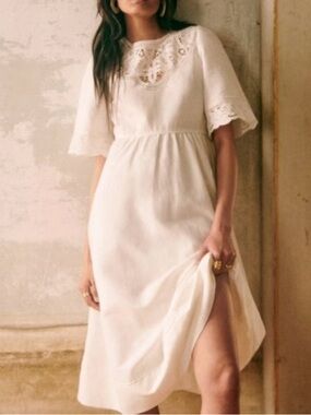 Sezane White Linen Ursula Dress Size 6 38